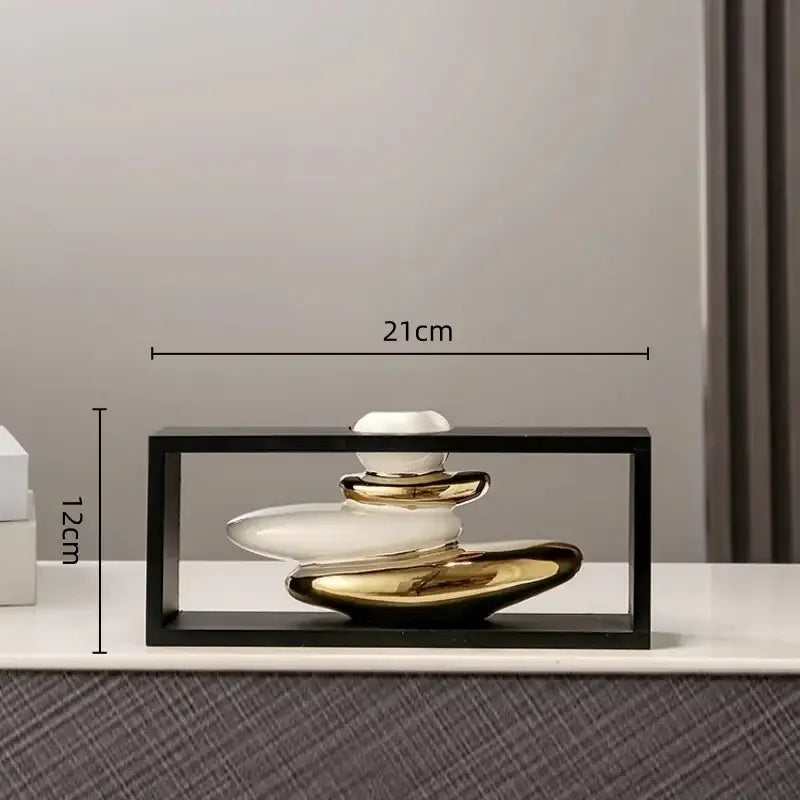 Modern white & gold geometric golden rockery vase set living room decor