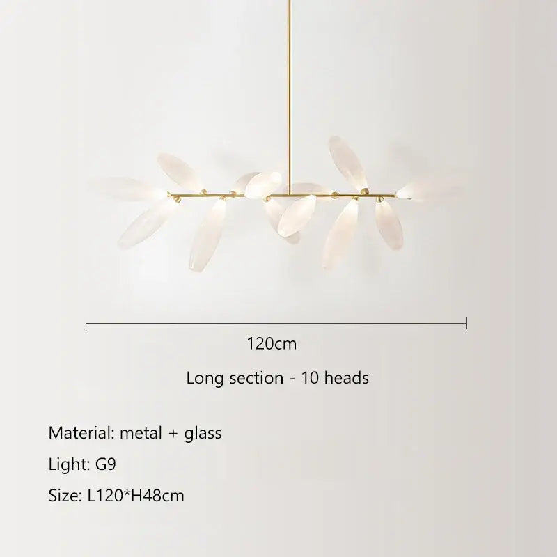 Modern white leaf elegant glass led pendant light dining room