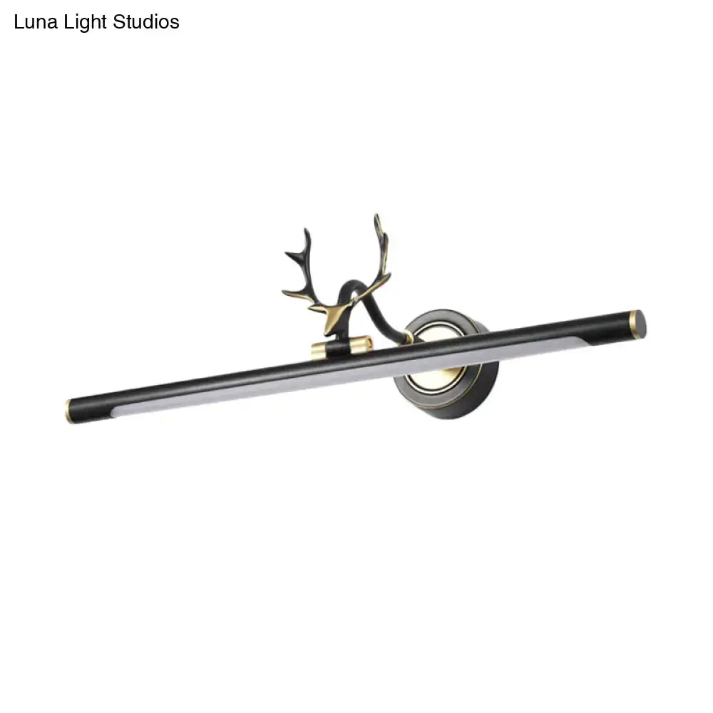 Modern white led toilet vanity light with black metal shade bathroom