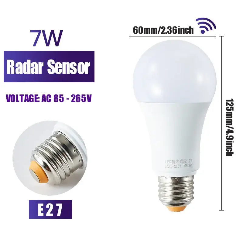 Modern white led wall lamp porch radar motion sensor lightbulb