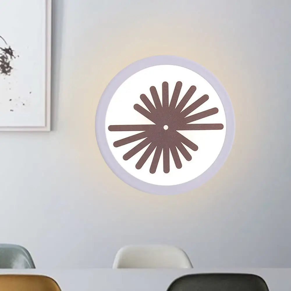 DecorBites™ Modern White LED Wall Sconce with Sector/Leaf Pattern & Warm/White Light