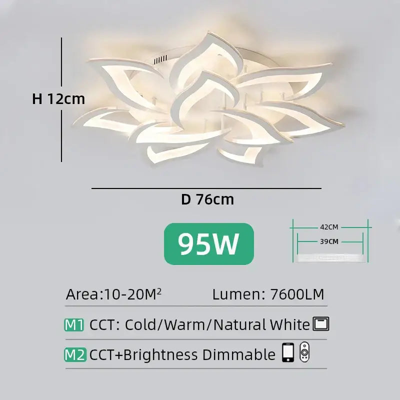 Modern white lotus flower ceiling light chandelier living room