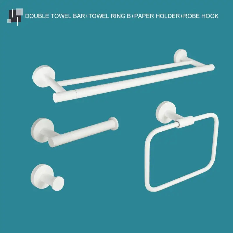 Modern white matte metal bathroom accessory set – bathroom