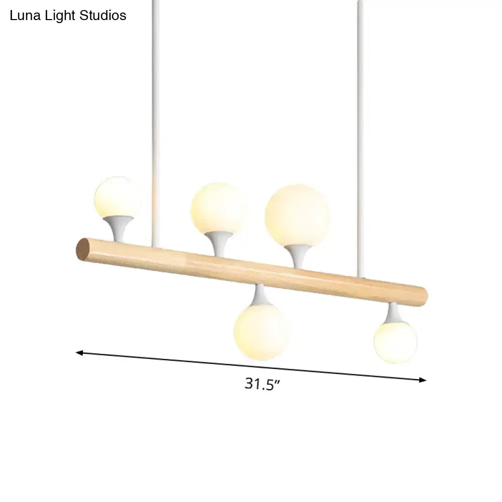 Modern white pipe island light wood dining room pendant
