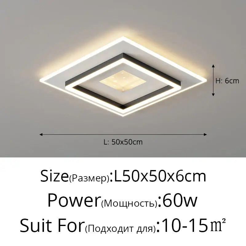 Modern white rectangular led chandelier living room ceiling light