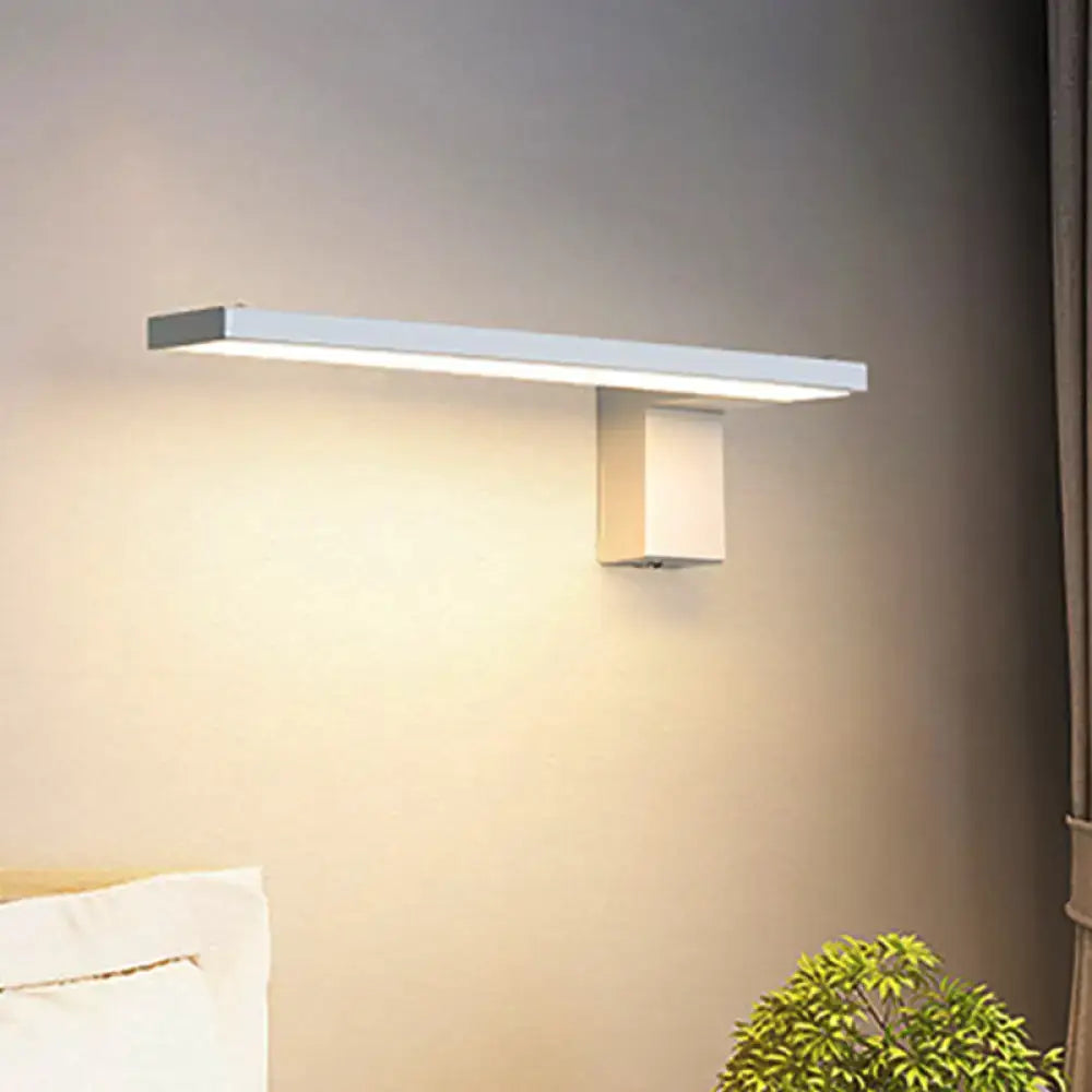 Modern white rectangular led wall lamp – bedroom warm white light