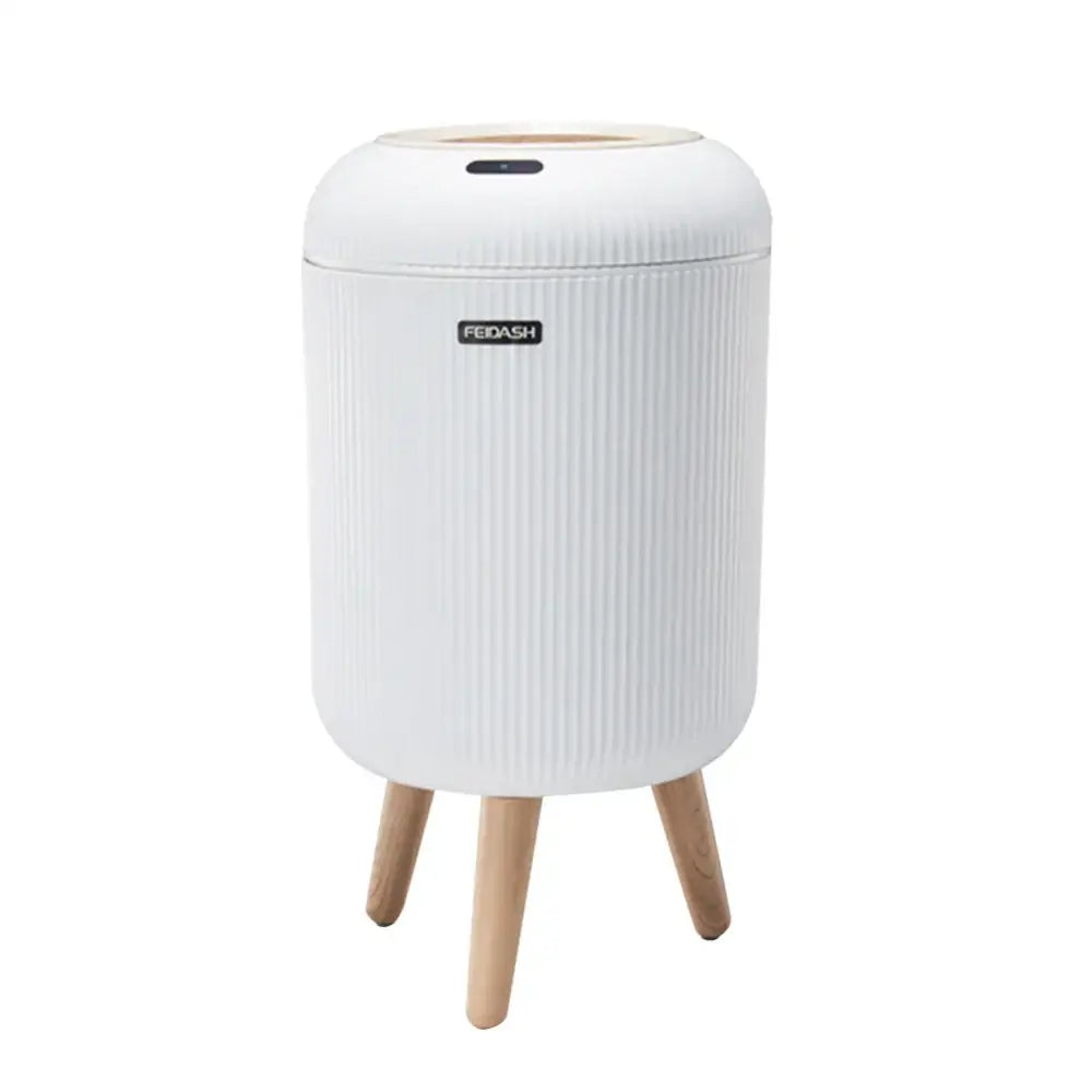 Modern white ribbed 10l luxury sensor trash can kitchen decor