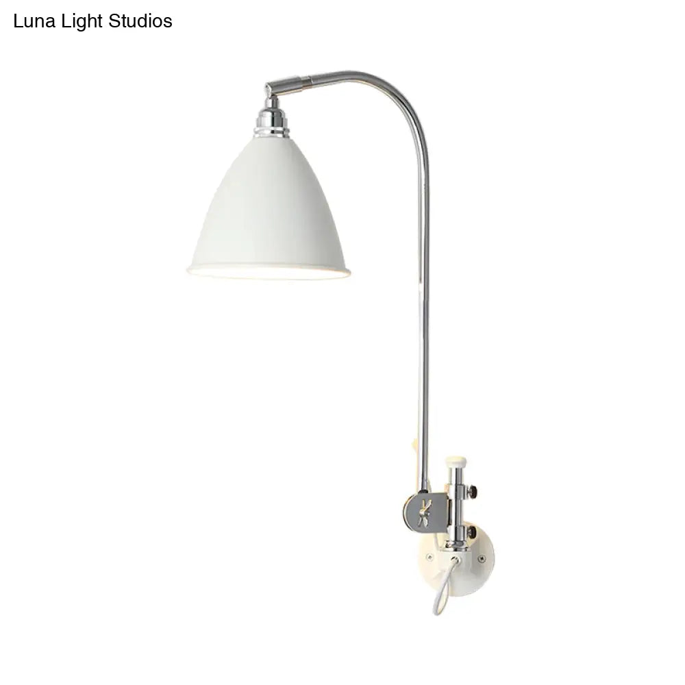 DecorBites™ Modern White Sconce with Cone Metal Shade for Bedroom Walls
