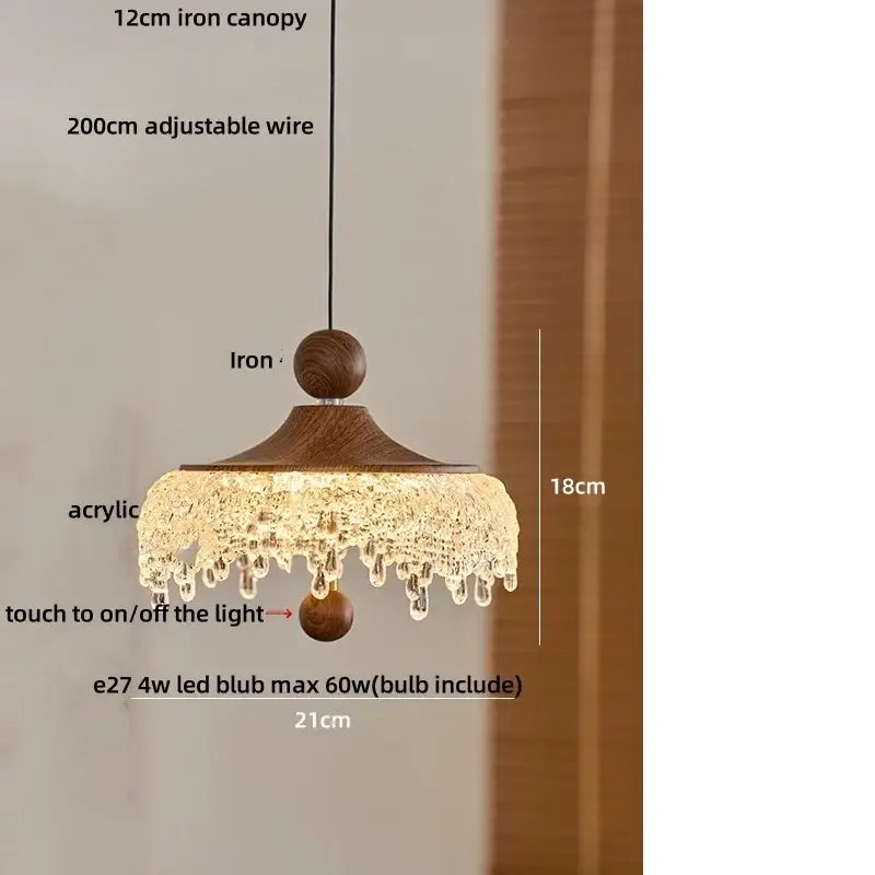 Modern wood and crystal iceberg acrylic pendant lights dining room
