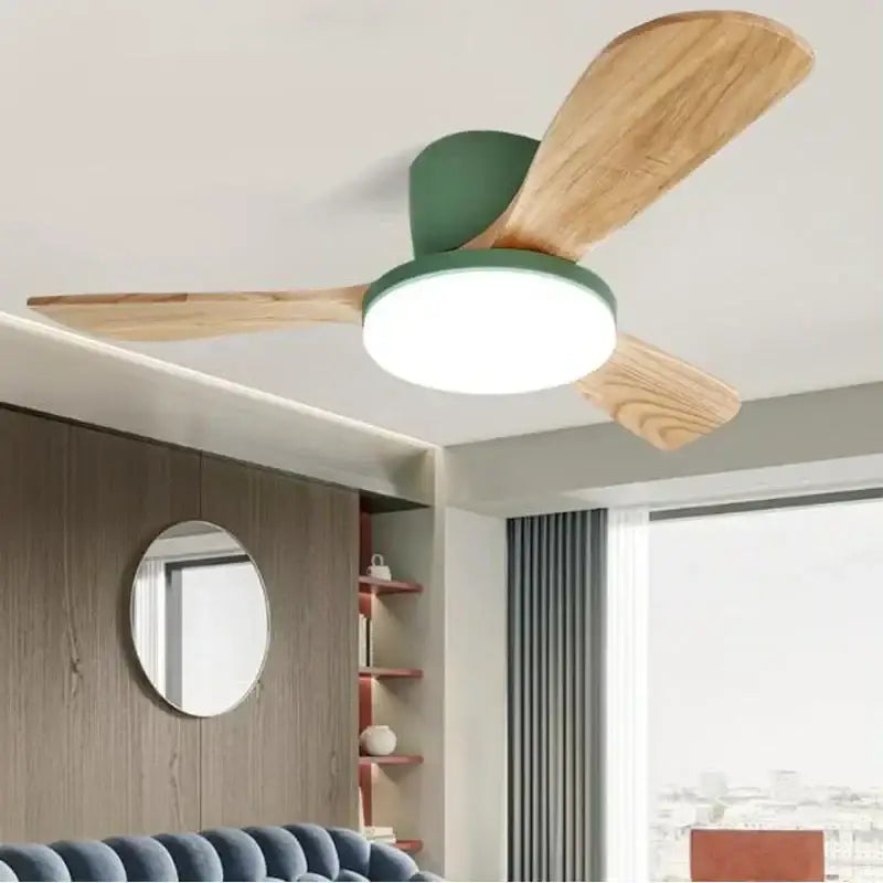 Modern wood ceiling fan light living room led fixture