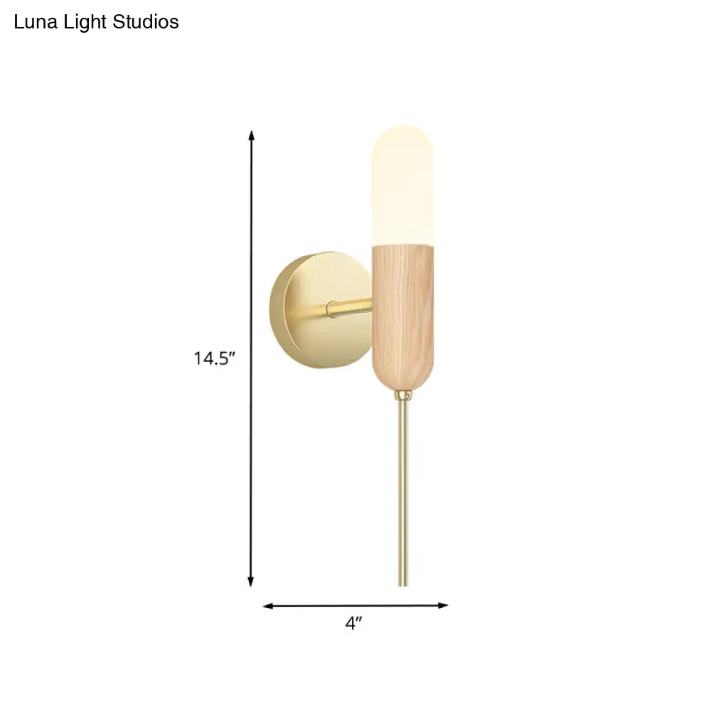 DecorBites™ Modern Wooden Wall Lamp with LED Light Fixture and Handle - Capsule Design for Living Room