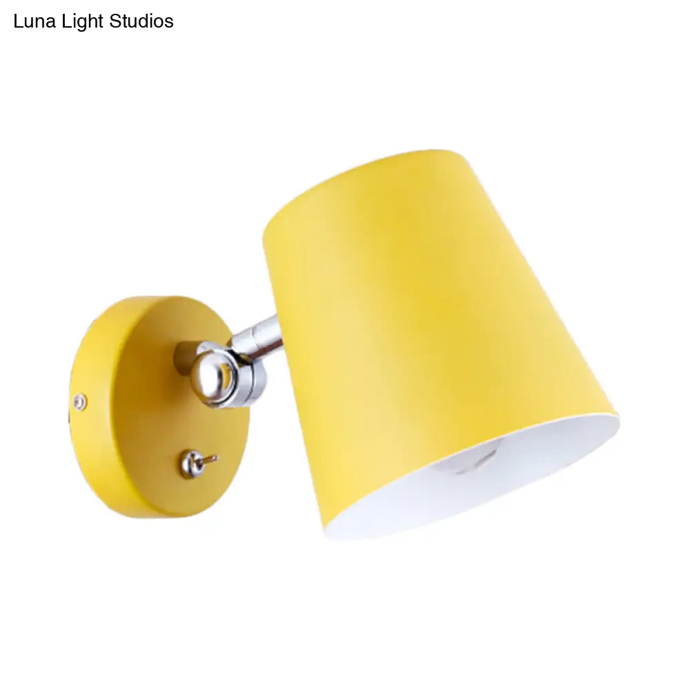 DecorBites™ Modern Yellow Sconce Light Fixture with Conical Metal Shade for Bedroom Wall