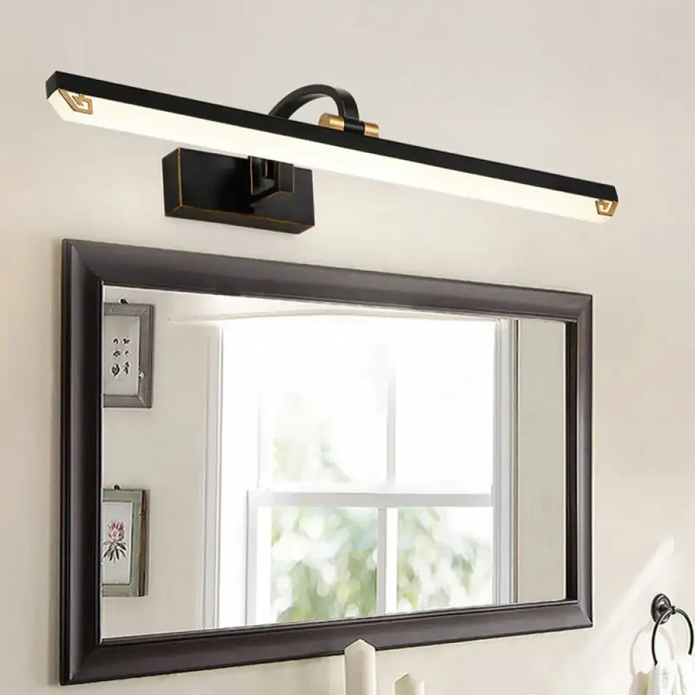 Modernist black & gold linear vanity light bathroom led wall lamp