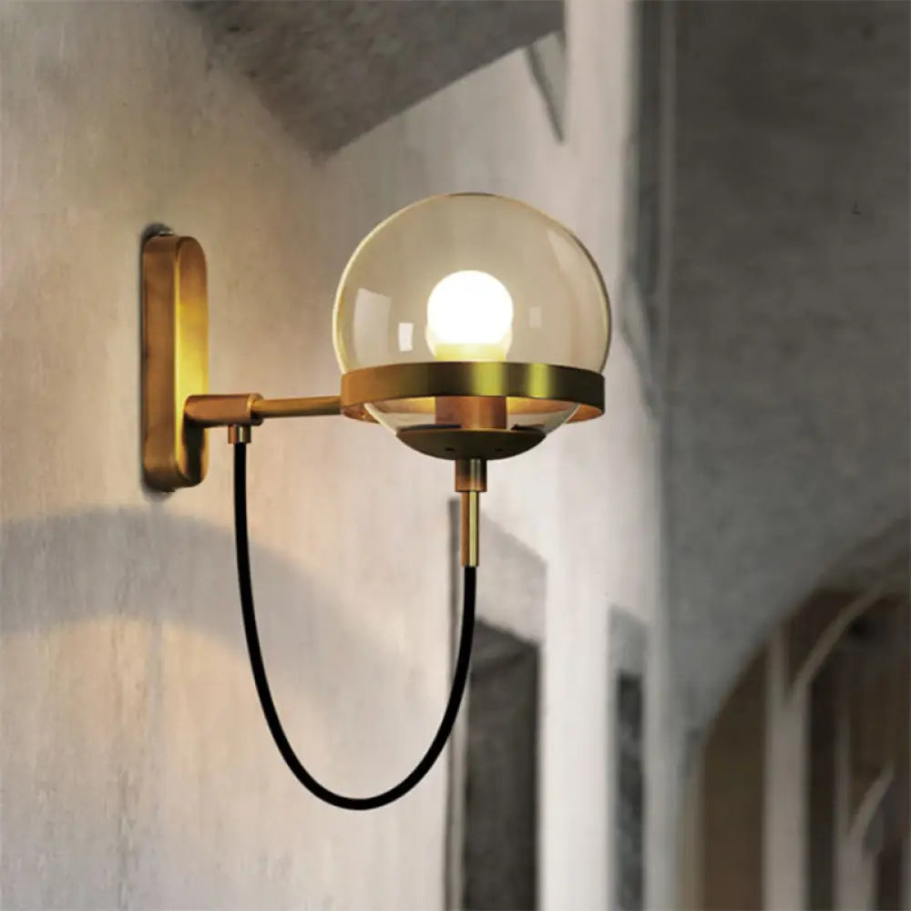 DecorBites™ Modernist Black/Gold Rope Wall Sconce with Smoke Glass - 1 Light
