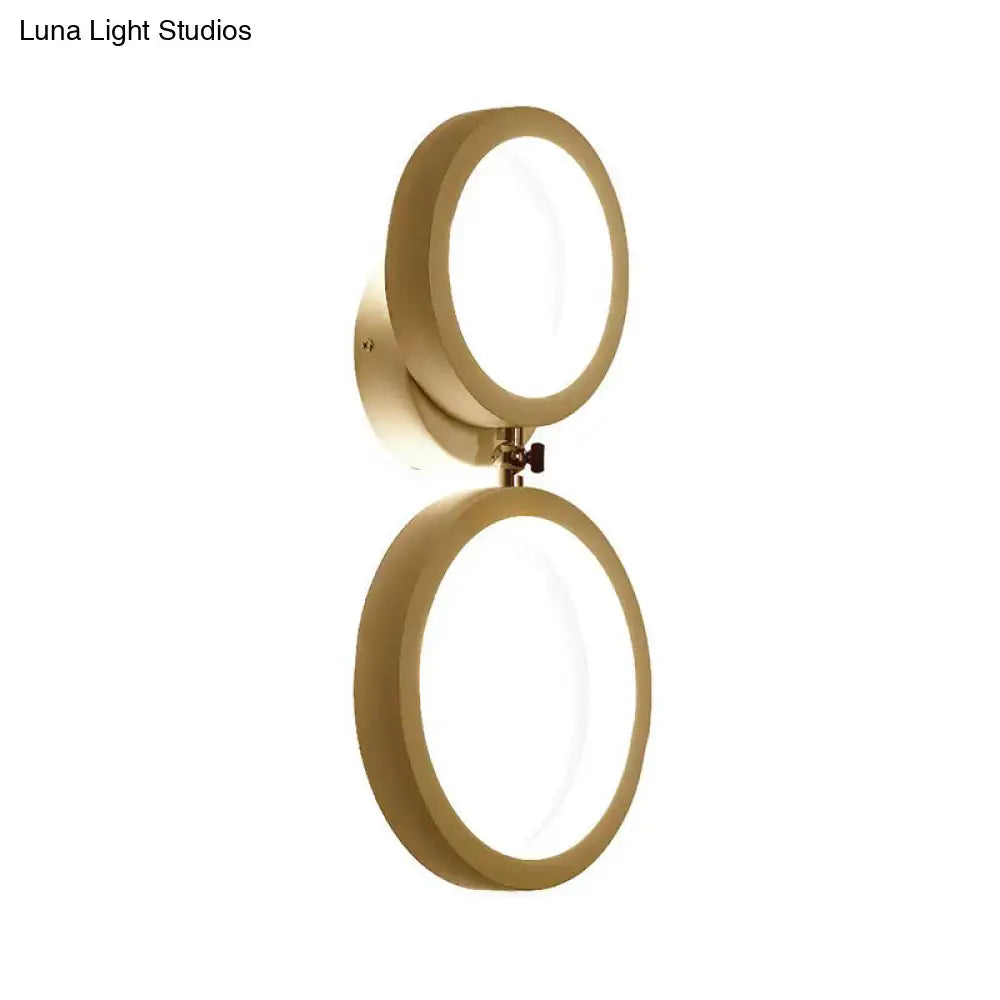Modernist matte beige double ring wall lamp for bedroom corners
