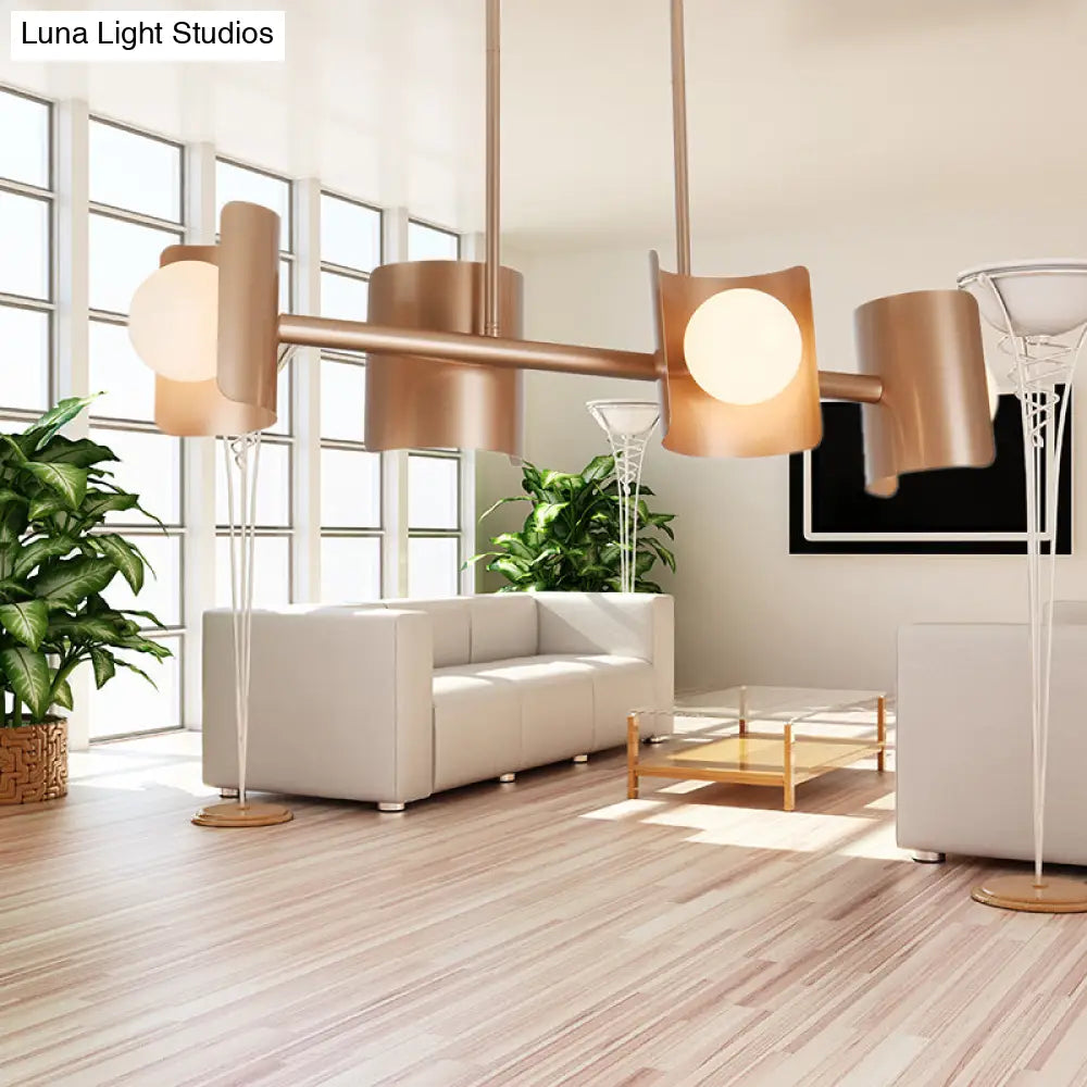 DecorBites™ Molecule Dining Room Pendant Light: Traditional Metal 4-Light Rose Gold Hanging Lamp