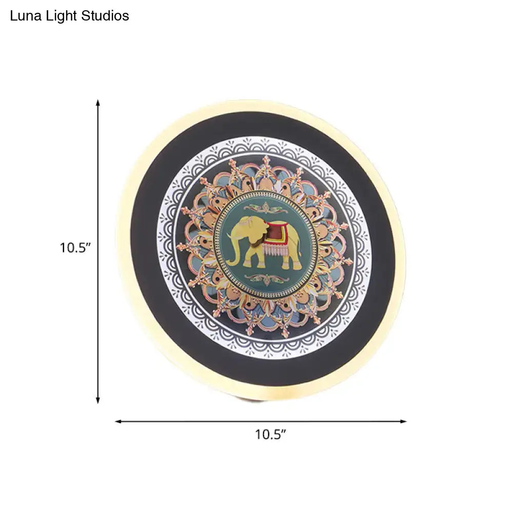 Moroccan elephant wall mural led lamp for bedroom teal and gold