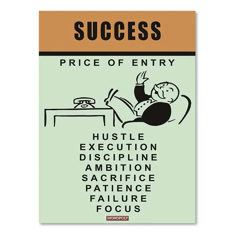Monopoly millionaire dollar cartoon canvas art for office or bedroom