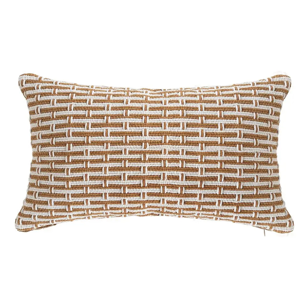 Mustard & cream cotton woven texture cushion cover living room