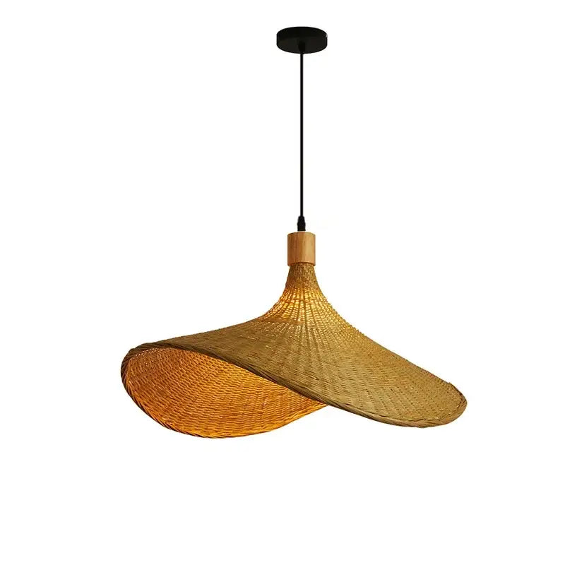 Natural light brown bamboo wicker chandelier dining room pendant light