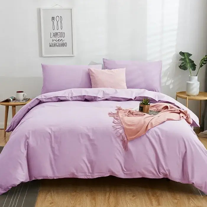 Navy blue solid color decorbites cotton 4pcs bedding set bedroom