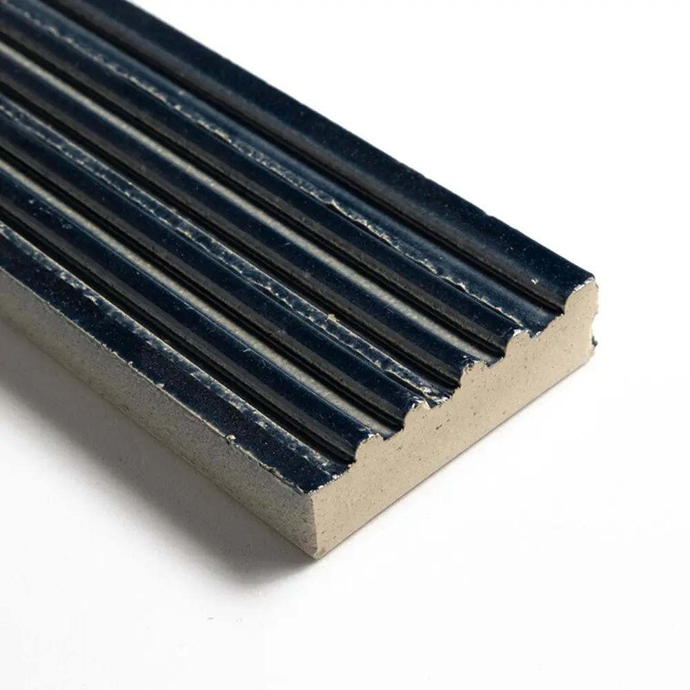 Navy Leather Fluted Glazed Terracotta Tiles 2 1/4x7 9/16