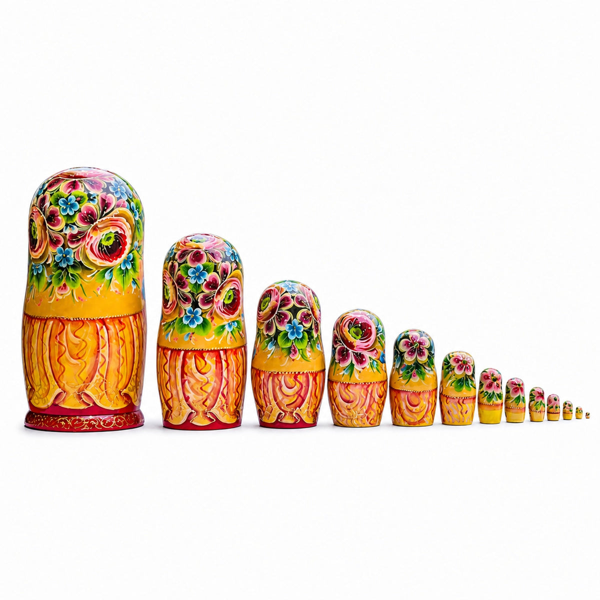 Set of 15 Cartoon Wooden Nesting Dolls 13 Inches