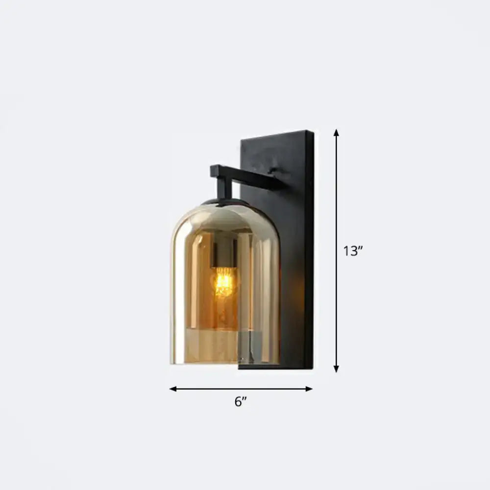 Nordic black smoked glass dome wall lamp bedroom sconce