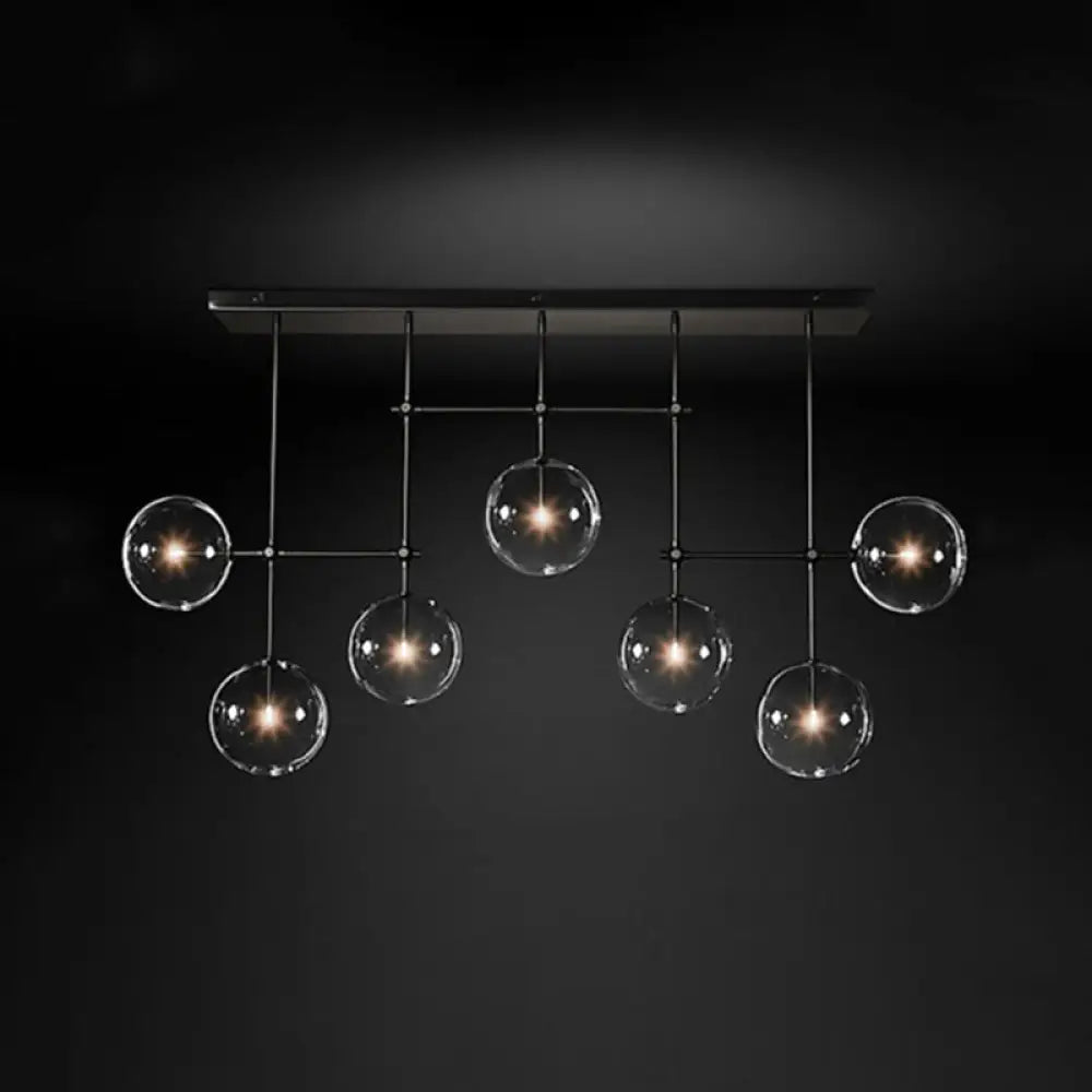 DecorBites™ Nordic Clear Glass 7-Bulb Black/Gold Sphere Island Pendant Light for Living Room