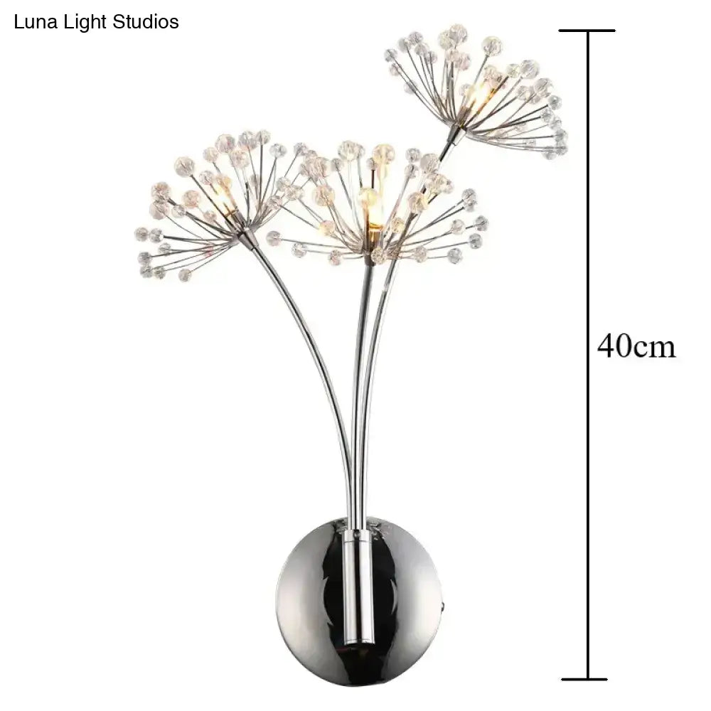 Nordic creative crystal flower chrome wall lamps for bedroom