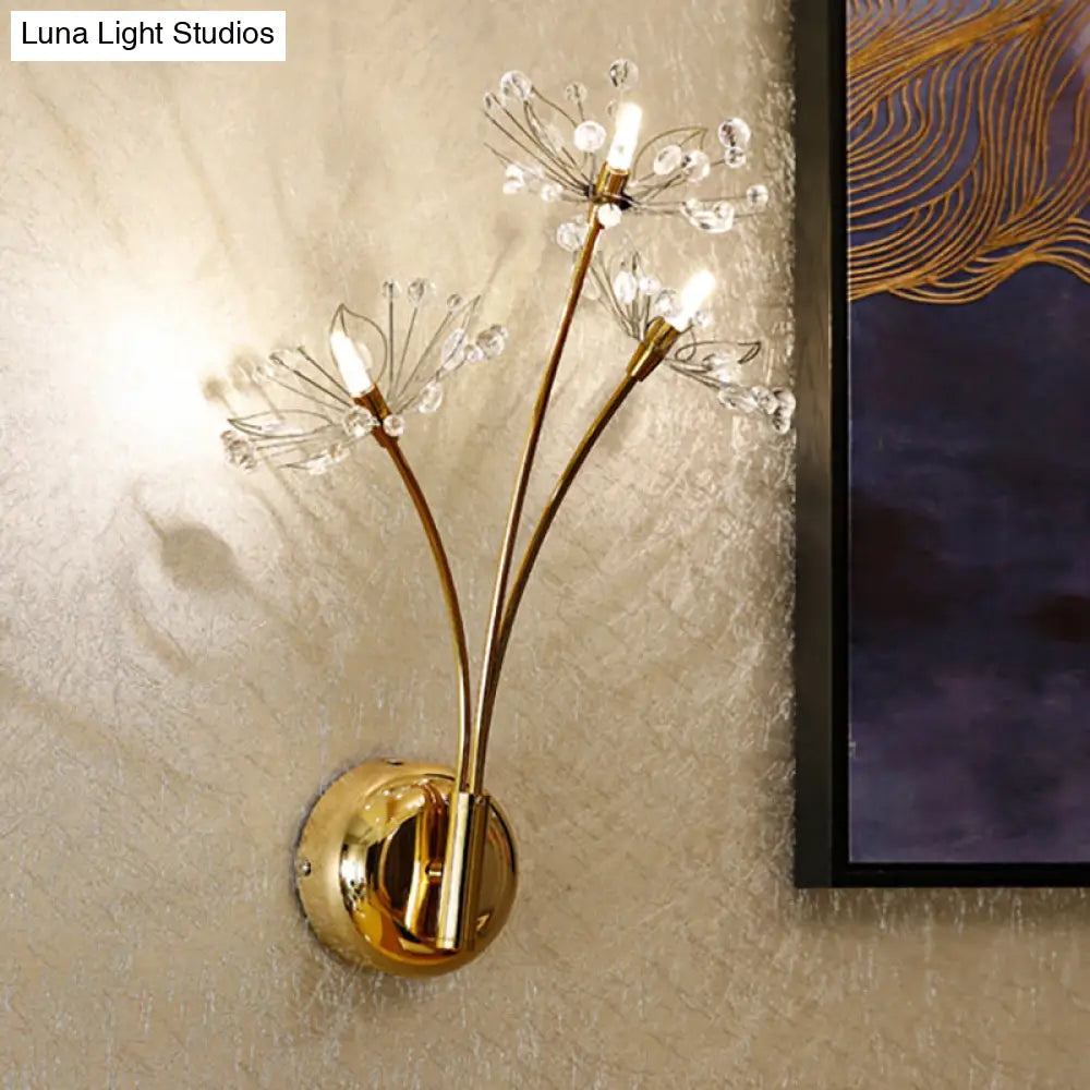 DecorBites™ Nordic Crystal 3-Light Gold Wall Sconce for Living Room Decor