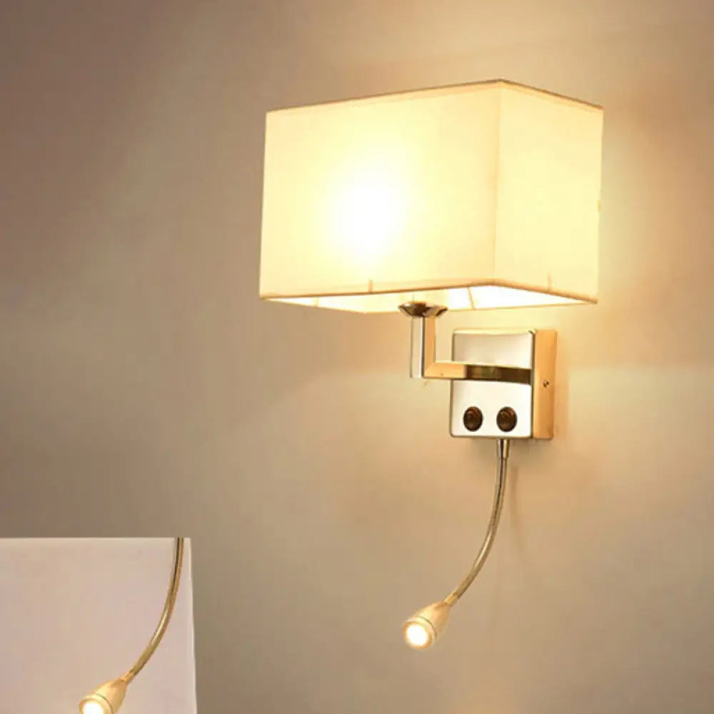 DecorBites™ Nordic Fabric Bedroom Spotlight Wall Lamp in Black/White with Rectangle Design