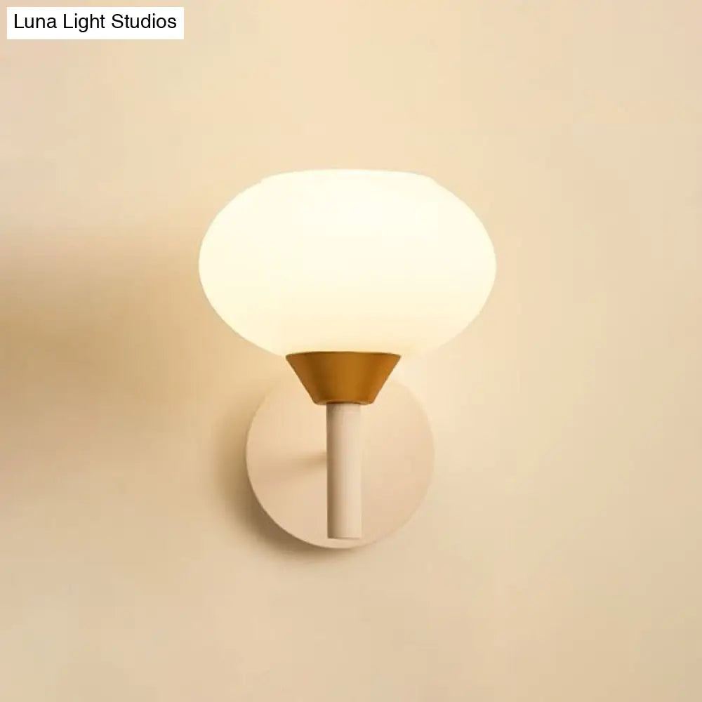 DecorBites™ Nordic Opal Glass Wall Sconce with White Bud Shape and 1 Bulb Mounting