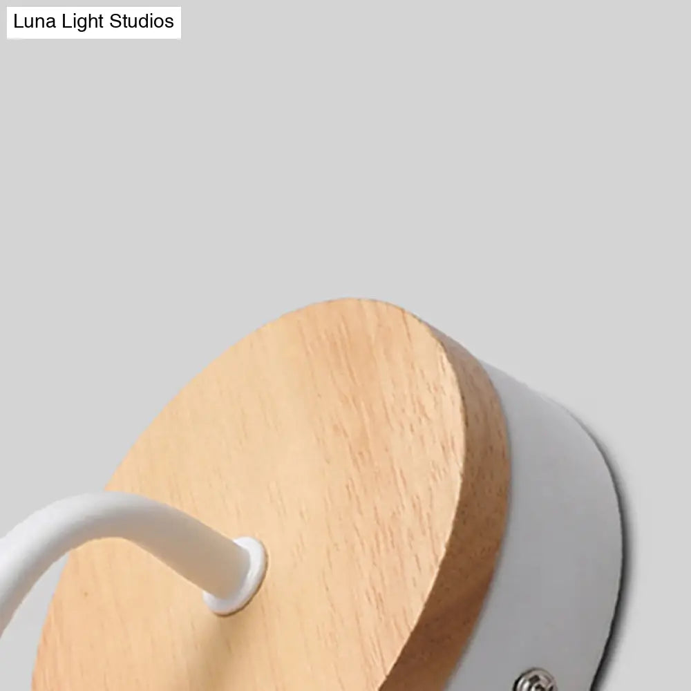 DecorBites™ Nordic Style Bare Bulb Wall Sconce - Metal & Wood Bedroom Lamp (1 Light, White)