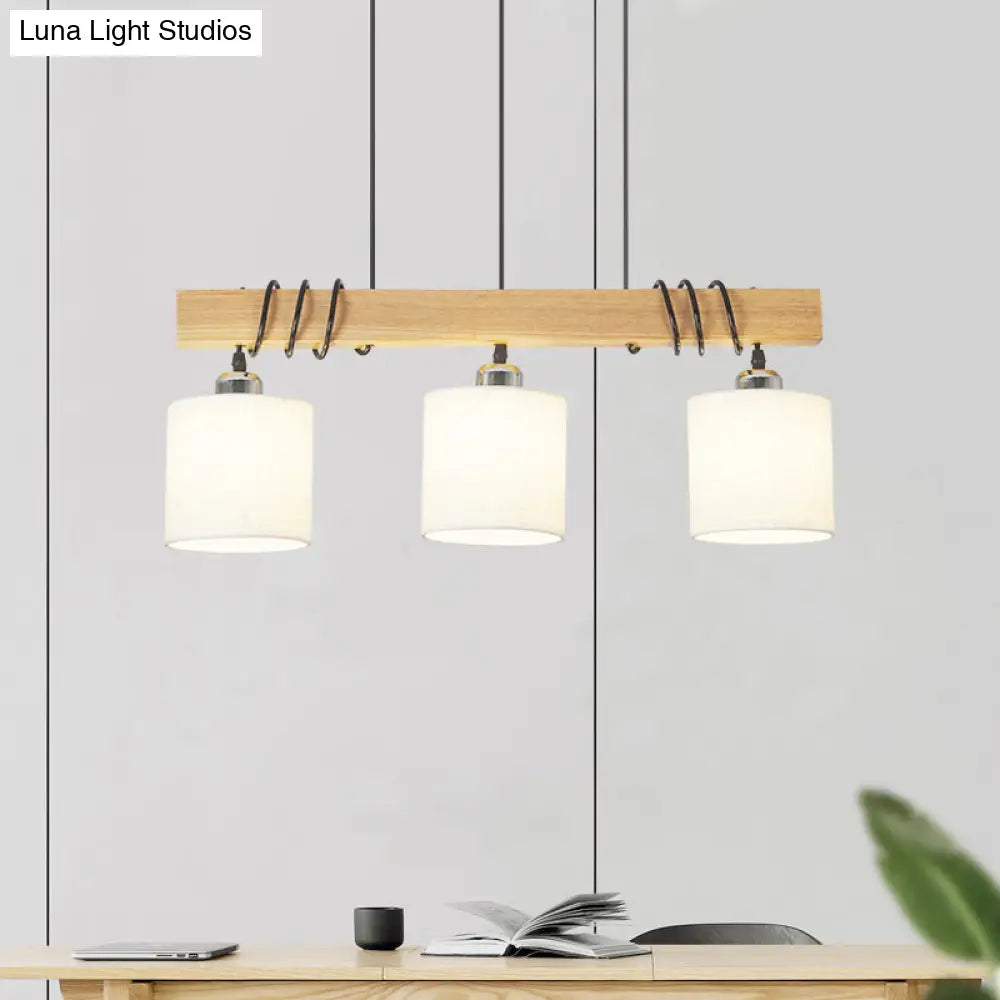 DecorBites™ Nordic Style LED Hanging Light: Cylindrical Dining & Island Ceiling Light in Wood Fabric