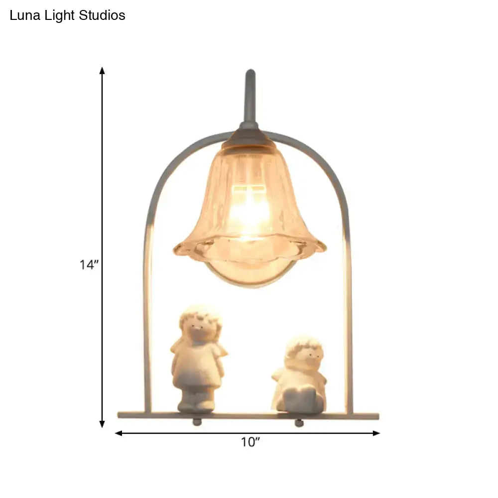 Nordic white arched frame flower glass pendant light – bedroom decor