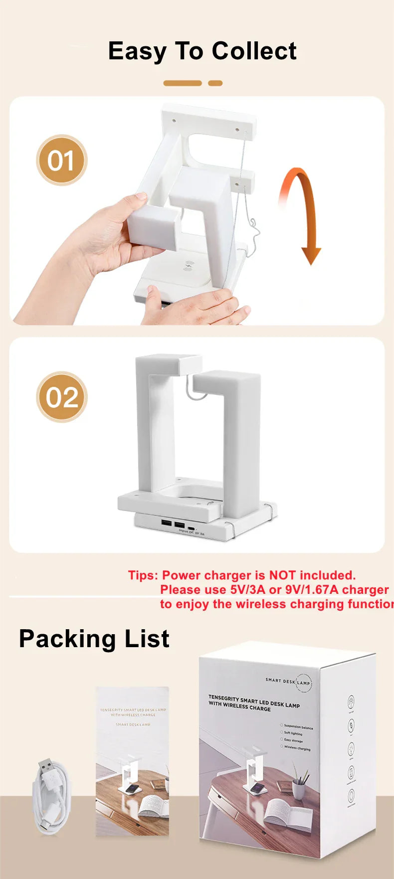 DecorBites™ Novelty floating lamp with 10 W detachable wireless charger decorative light for bedroom/office