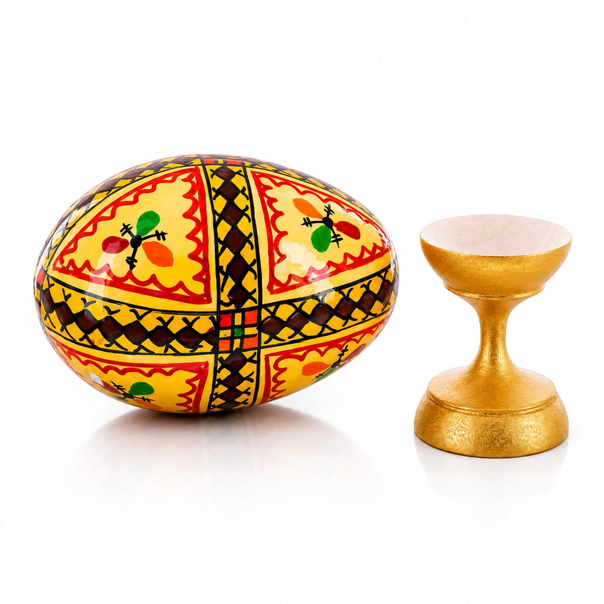 Triangles Hand Painted Wooden Pysanky Easter Egg
