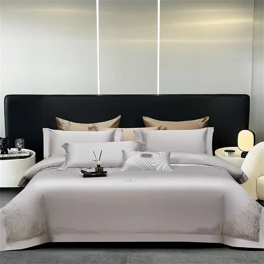 Orchid jacquard embroidery egyptian cotton bedding set bedroom
