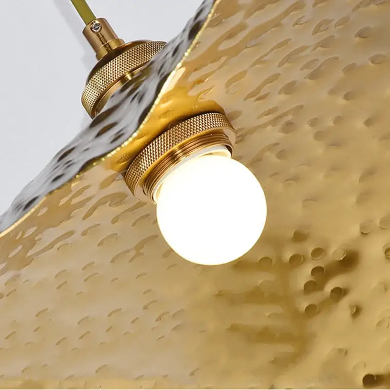 Organic golden iron lotus leaf pendant light for dining room