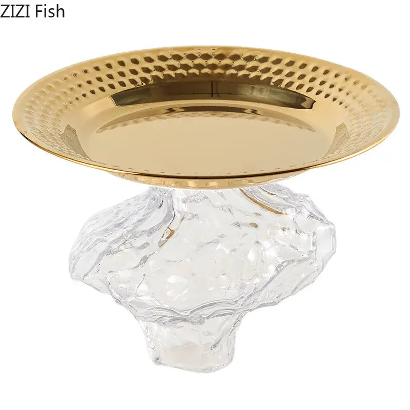 Ornate gold glass fruits bowl dining room dessert plate