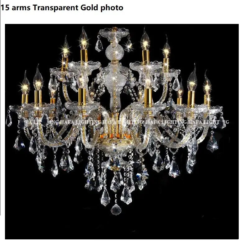 Ornate gold & silver crystal led chandelier living room light
