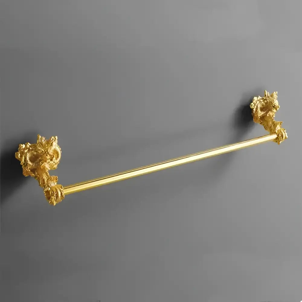 Ornate golden dragon bathroom hardware set with white ceramic