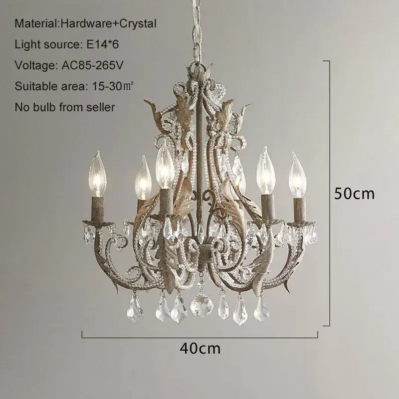 Ornate white iron crystal chandelier for living room