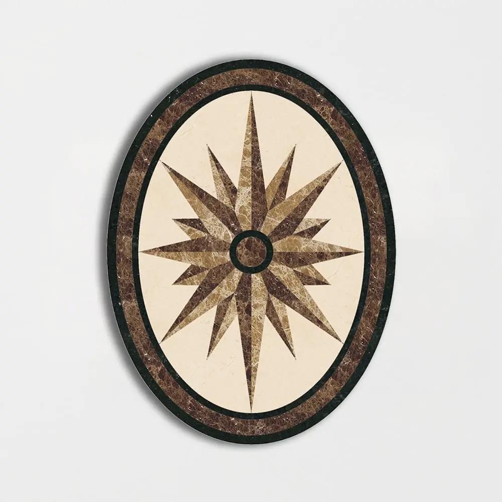 Oval Aluminum Backed Multi Finish North Star Marble Medallions 3x4