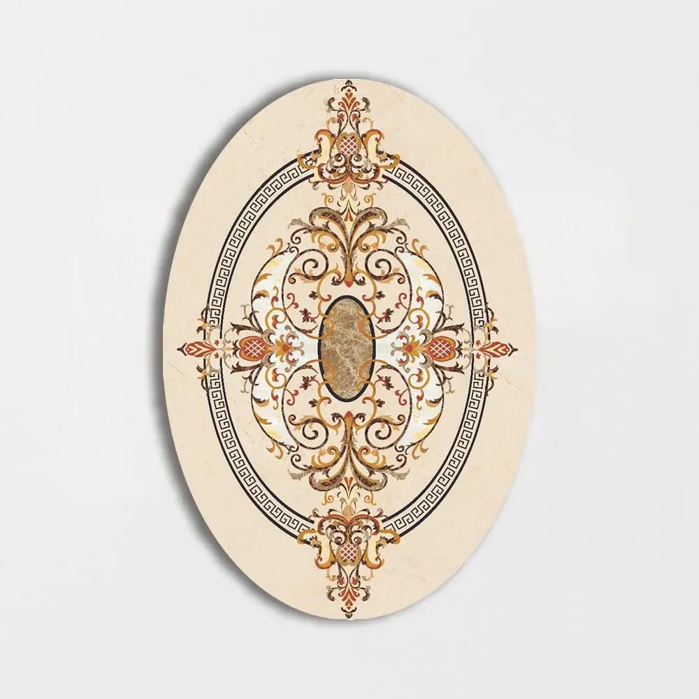 Oval Aluminum Backed Multi Finish Prosperity Marble Medallions 3x5