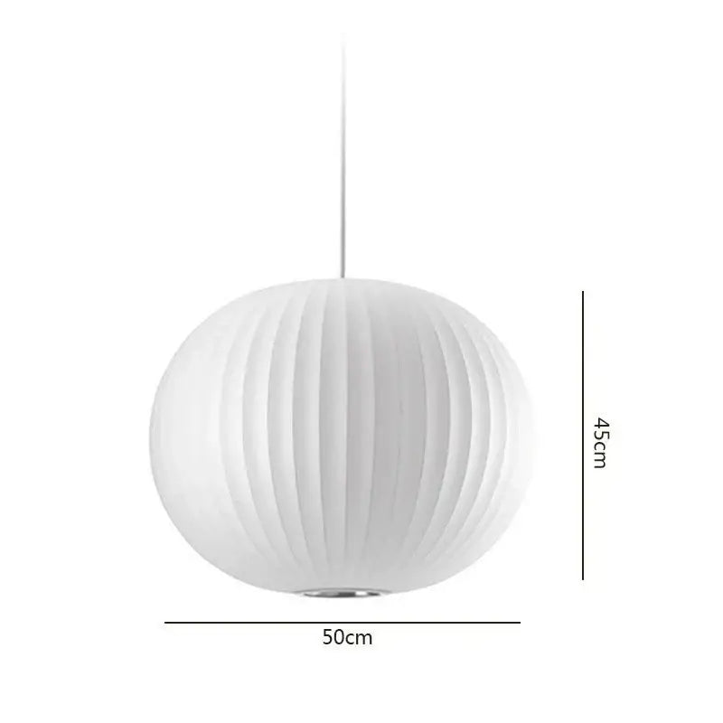 Oval white ribbed bubble silk pendant chandelier for dining room