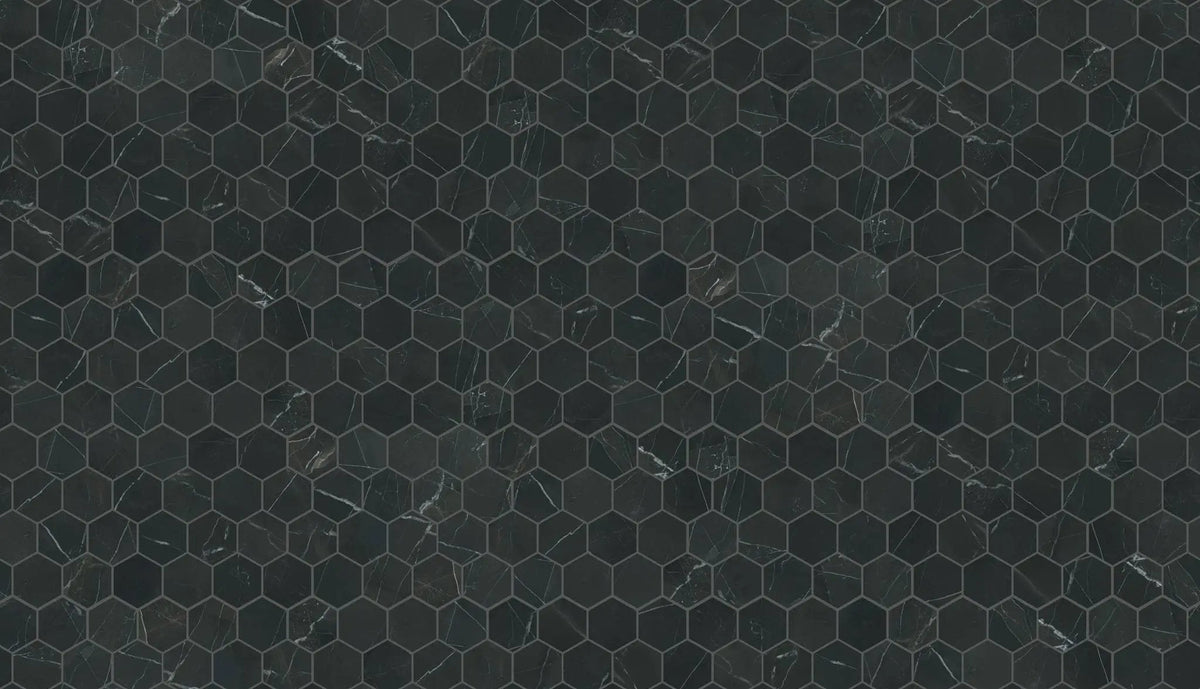 Charme Evo Calacatta Black Mosaic D Marble Look Porcelain Mosaics 12x10