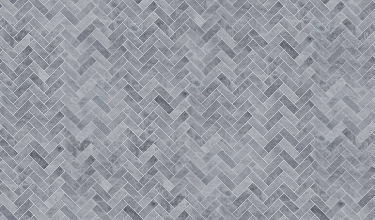 Charme Evo Pearl Grey Herringbone Marble Look Porcelain Mosaics 12x12