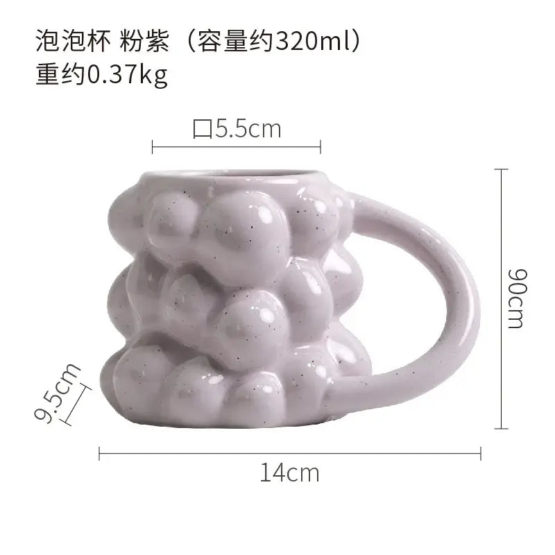 Pastel bubbly grape ceramic mug kitchen milk cup gift